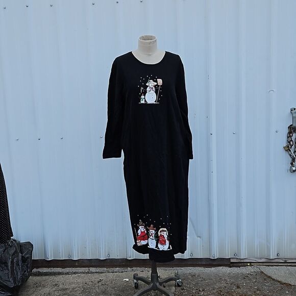 Winter dress by Cite. Black with snowmen. Size med. Overzied - Picture 1 of 5